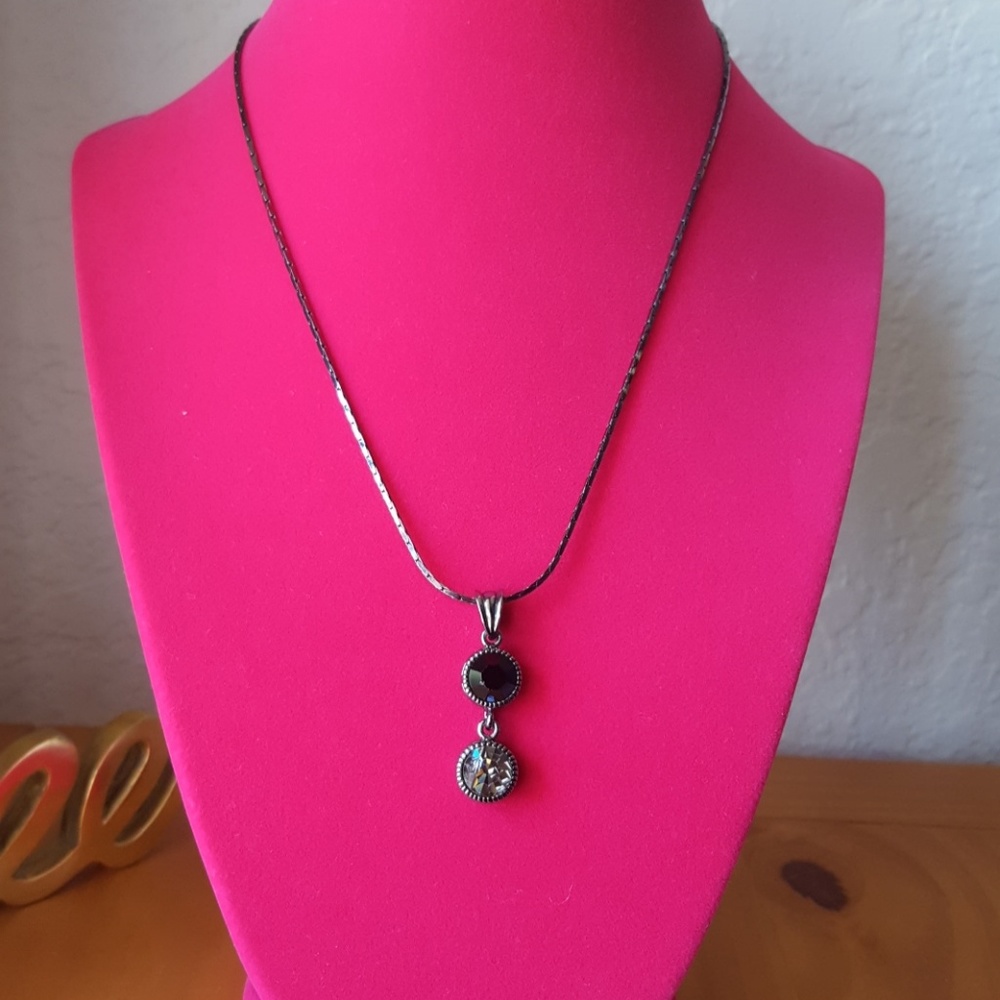 💕 Black and Gray Stacking Stone Necklace 💕 - Picture 3 of 6